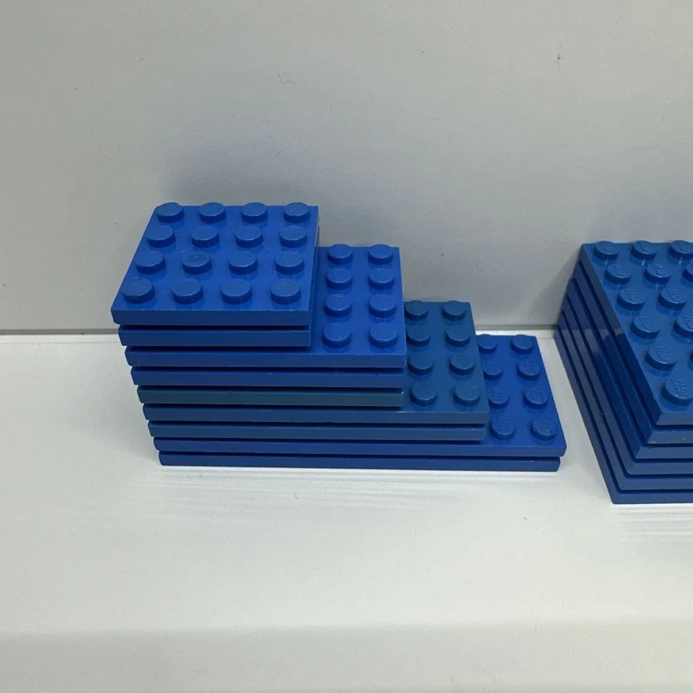 Lego Parts -‎ Plates - 4x4, 4x6, 4x8, 4x10 & 6x8 Blue Lot Of 15